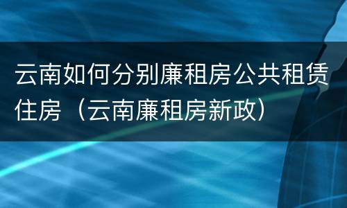 云南如何分别廉租房公共租赁住房（云南廉租房新政）