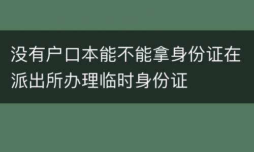 没有户口本能不能拿身份证在派出所办理临时身份证