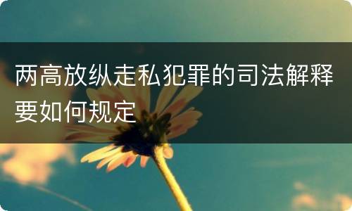 两高放纵走私犯罪的司法解释要如何规定
