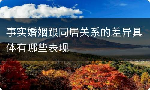 事实婚姻跟同居关系的差异具体有哪些表现