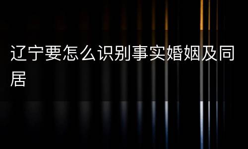 辽宁要怎么识别事实婚姻及同居