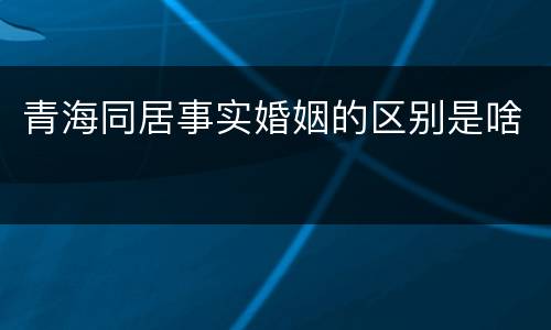 青海同居事实婚姻的区别是啥