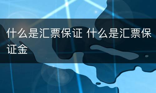 什么是汇票保证 什么是汇票保证金