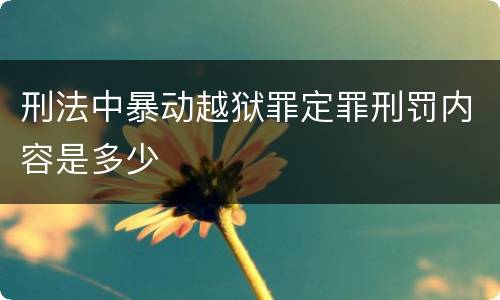 刑法中暴动越狱罪定罪刑罚内容是多少