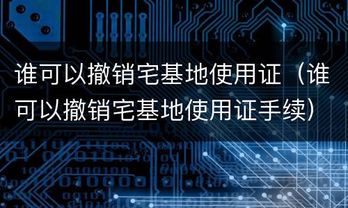 谁可以撤销宅基地使用证（谁可以撤销宅基地使用证手续）