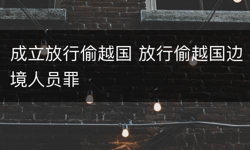成立放行偷越国 放行偷越国边境人员罪