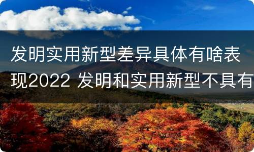 发明实用新型差异具体有啥表现2022 发明和实用新型不具有什么特性