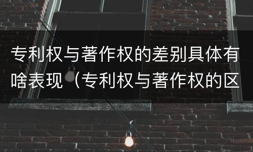 专利权与著作权的差别具体有啥表现（专利权与著作权的区别）