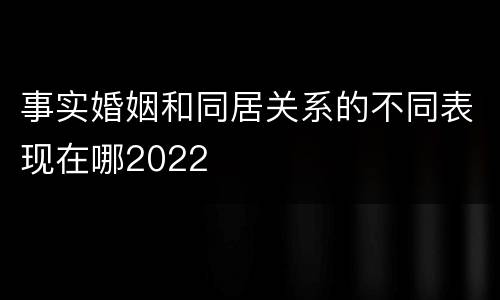 事实婚姻和同居关系的不同表现在哪2022