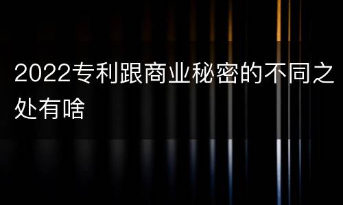 2022专利跟商业秘密的不同之处有啥