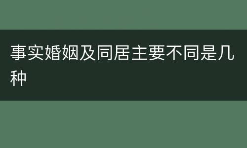 事实婚姻及同居主要不同是几种