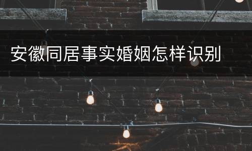 安徽同居事实婚姻怎样识别
