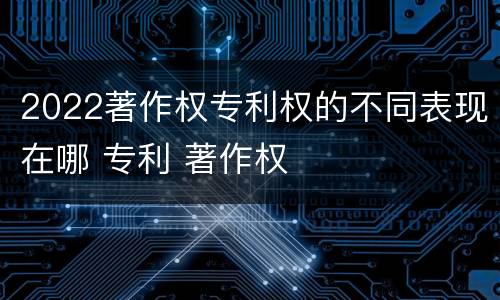 2022著作权专利权的不同表现在哪 专利 著作权