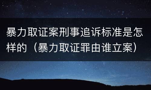 暴力取证案刑事追诉标准是怎样的（暴力取证罪由谁立案）