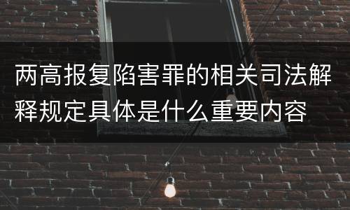 两高报复陷害罪的相关司法解释规定具体是什么重要内容