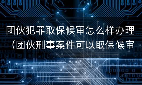 团伙犯罪取保候审怎么样办理（团伙刑事案件可以取保候审吗）