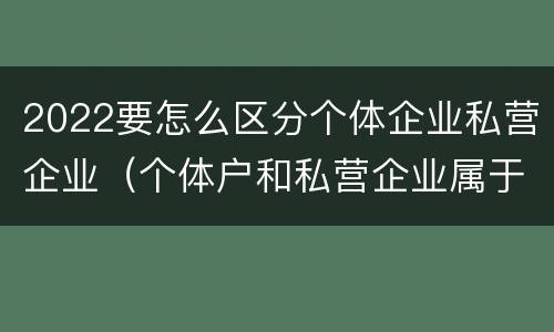 2022要怎么区分个体企业私营企业（个体户和私营企业属于）