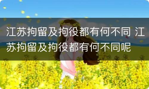 江苏拘留及拘役都有何不同 江苏拘留及拘役都有何不同呢