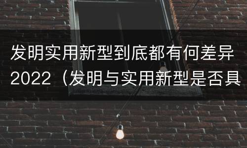发明实用新型到底都有何差异2022（发明与实用新型是否具有实用性）