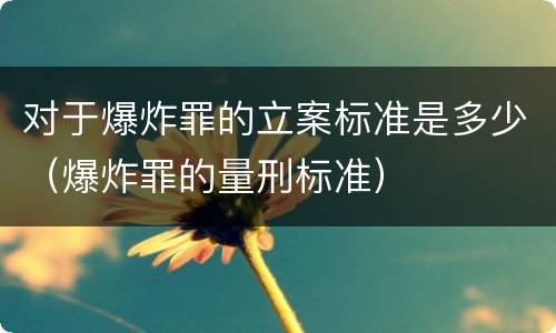 对于爆炸罪的立案标准是多少（爆炸罪的量刑标准）