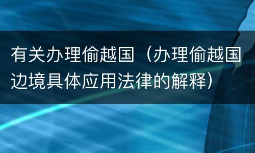 有关办理偷越国（办理偷越国边境具体应用法律的解释）