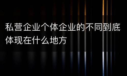 私营企业个体企业的不同到底体现在什么地方
