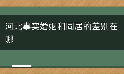 河北事实婚姻和同居的差别在哪