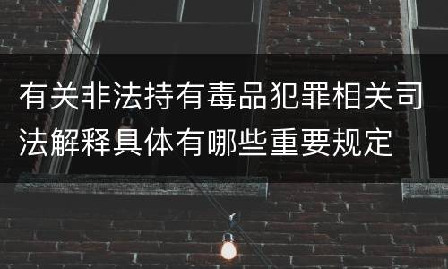 有关非法持有毒品犯罪相关司法解释具体有哪些重要规定