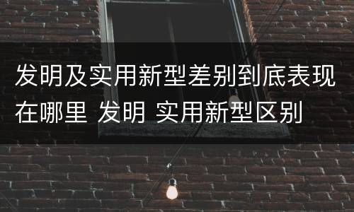 发明及实用新型差别到底表现在哪里 发明 实用新型区别