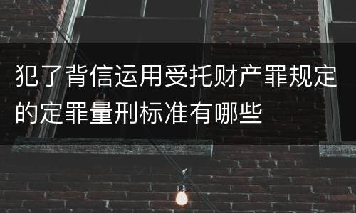 犯了背信运用受托财产罪规定的定罪量刑标准有哪些