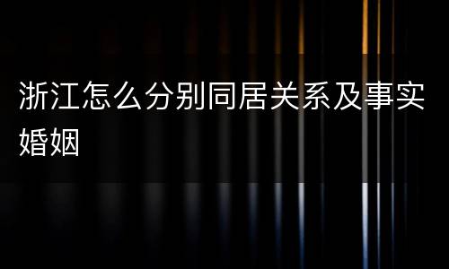 浙江怎么分别同居关系及事实婚姻