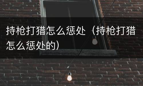 持枪打猎怎么惩处（持枪打猎怎么惩处的）