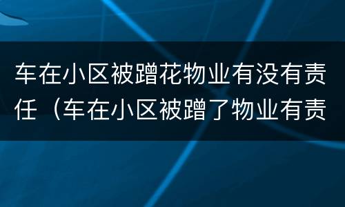 车在小区被蹭花物业有没有责任（车在小区被蹭了物业有责任吗）