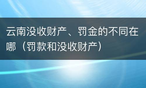 云南没收财产、罚金的不同在哪（罚款和没收财产）