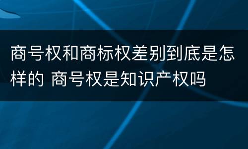 商号权和商标权差别到底是怎样的 商号权是知识产权吗