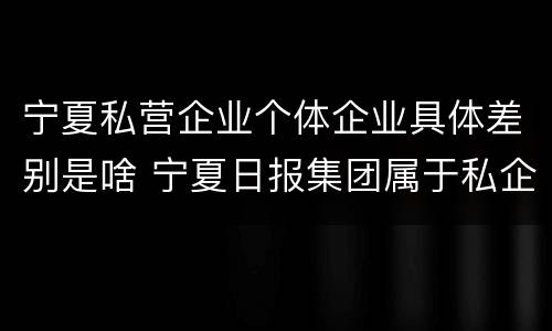 宁夏私营企业个体企业具体差别是啥 宁夏日报集团属于私企?