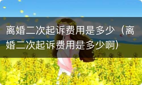 离婚二次起诉费用是多少（离婚二次起诉费用是多少啊）