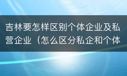 吉林要怎样区别个体企业及私营企业（怎么区分私企和个体）