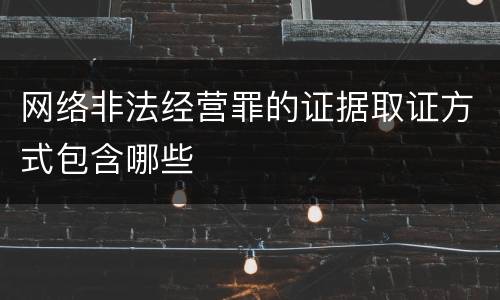 网络非法经营罪的证据取证方式包含哪些