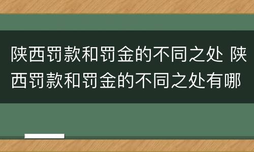 陕西罚款和罚金的不同之处 陕西罚款和罚金的不同之处有哪些
