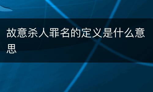 故意杀人罪名的定义是什么意思