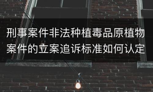 刑事案件非法种植毒品原植物案件的立案追诉标准如何认定