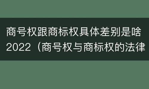 商号权跟商标权具体差别是啥2022（商号权与商标权的法律冲突与解决）
