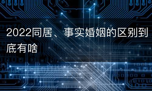 2022同居、事实婚姻的区别到底有啥