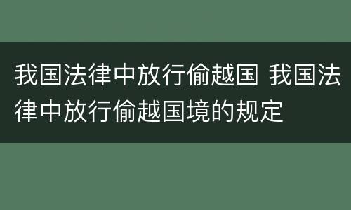 我国法律中放行偷越国 我国法律中放行偷越国境的规定