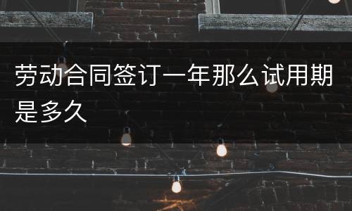 劳动合同签订一年那么试用期是多久
