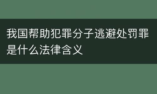 我国帮助犯罪分子逃避处罚罪是什么法律含义