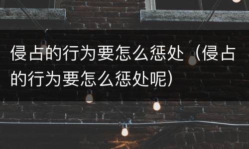 侵占的行为要怎么惩处（侵占的行为要怎么惩处呢）