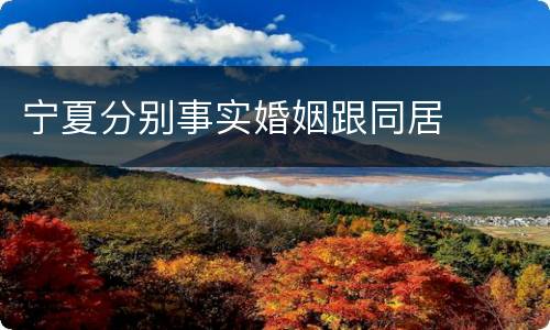 宁夏分别事实婚姻跟同居