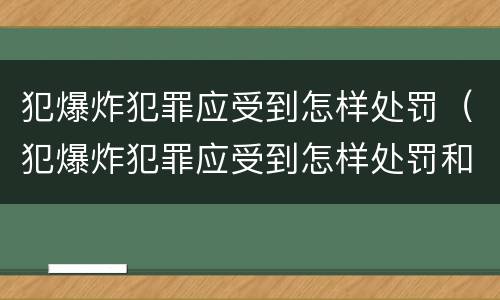 犯爆炸犯罪应受到怎样处罚（犯爆炸犯罪应受到怎样处罚和处罚）